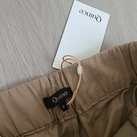 Quince NWT Organic Stretch Cotton Wide Leg Chino Pants size 10 Career Tan Khaki - Picture 4 of 8